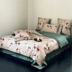 Duvet Cover Set Toile Floral Cotton Satin 4-Piece