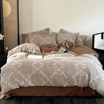 Duvet Cover Set Waffle Texture & Pompom Trim