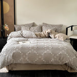 Duvet Cover Set Waffle Texture & Pompom Trim