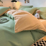 Duvet Cover Set Waffle-Textured Cotton & Microfiber 3-Piece Set