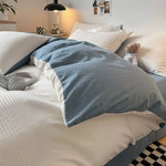 Duvet Cover Set Waffle-Textured Cotton & Microfiber 3-Piece Set