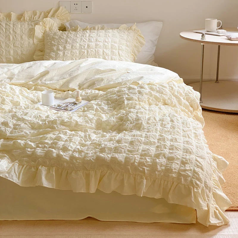 Duvet Cover Set Washed Crinkle Cotton-Linen Blend Easy Care