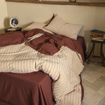 Duvet Cover Set Woven Cotton Percale Linen-Look