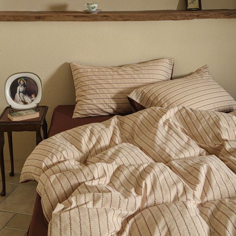 Duvet Cover Set Woven Cotton Percale Linen-Look
