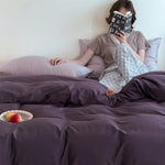 Duvet & Fitted Sheet Set Cotton-Blend Jersey Concealed Zipper