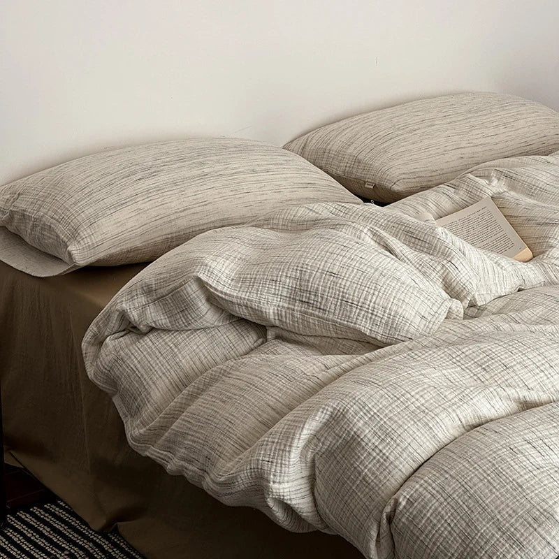 Duvet & Pillow Set Breathable Cotton-Linen Allergy-Friendly Filling