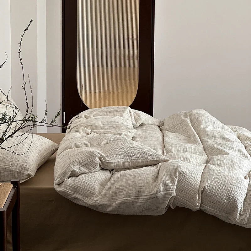 Duvet & Pillow Set Breathable Cotton-Linen Allergy-Friendly Filling