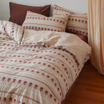 Duvet Set Breathable Cotton-Blend Embroidered Rose
