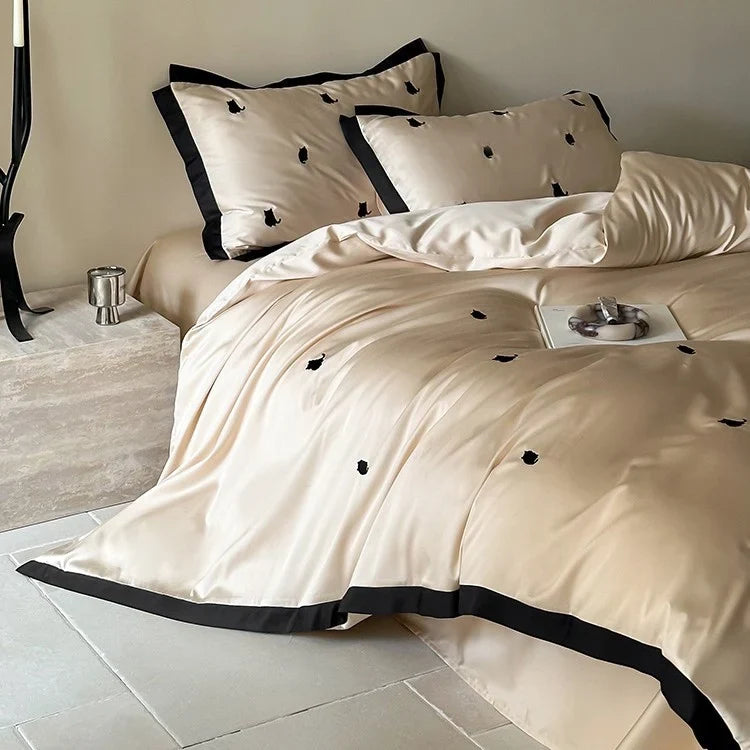 Duvet Set Cotton Satin Cherry Embroidery