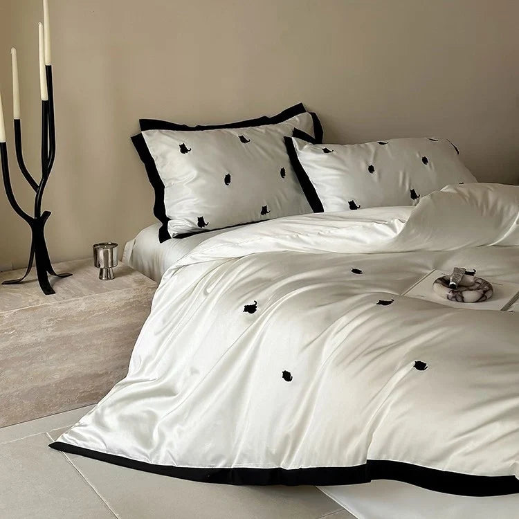 Duvet Set Cotton Satin Cherry Embroidery