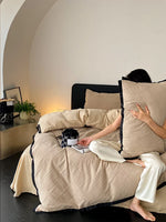 Duvet Set Cotton Satin Lightly Padded Diamond Quilt