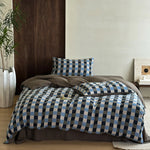 Duvet Set Cotton Satin Textured Check 4-Piece Set