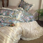 Duvet Set Vintage Floral Ruffled & Gathered Machine-Washable 4-Piece