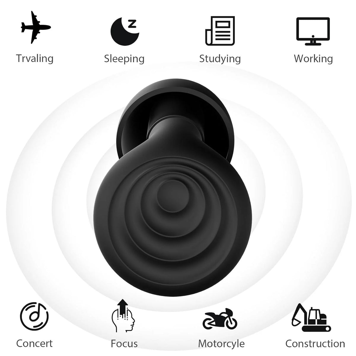 Earplugs 30 dB Noise Reduction Low-Profile & Multi-Size Tips