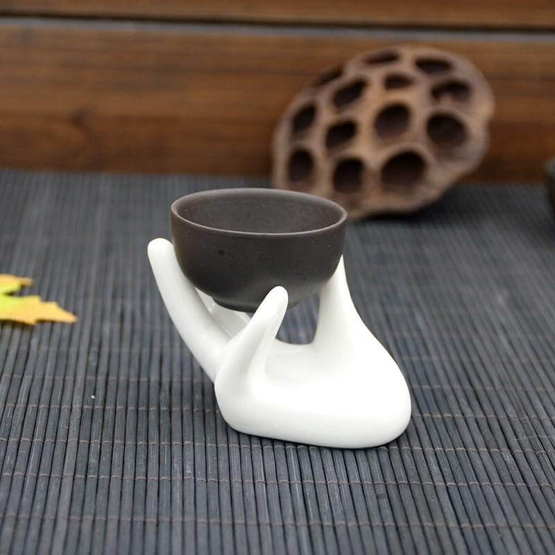 Egg Cup Holder Ceramic Hand-Shaped Design Keeps Eggs Steady