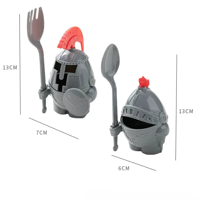 Egg Holder Knight Armor Design With Mini Fork & Spoon