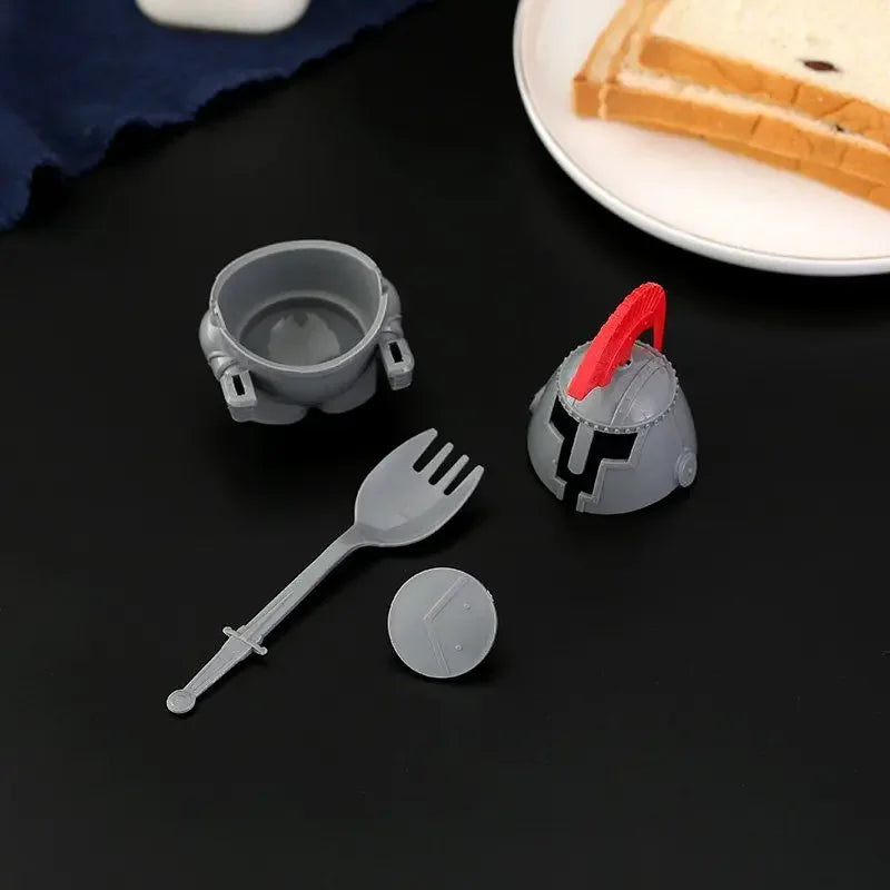 Egg Holder Knight Armor Design With Mini Fork & Spoon
