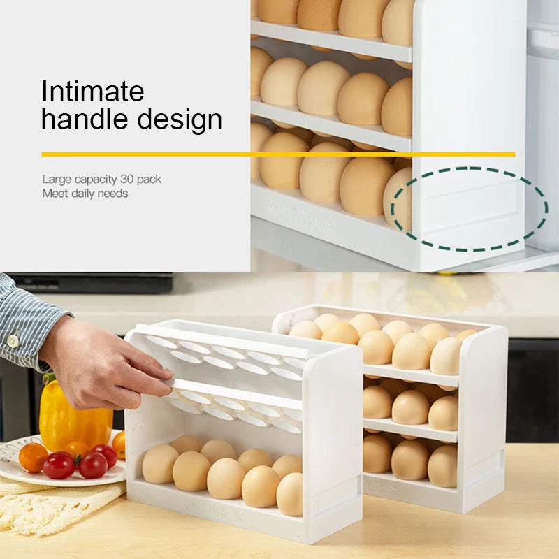 Egg Organizer Multilayer Space-Saving Flip Design