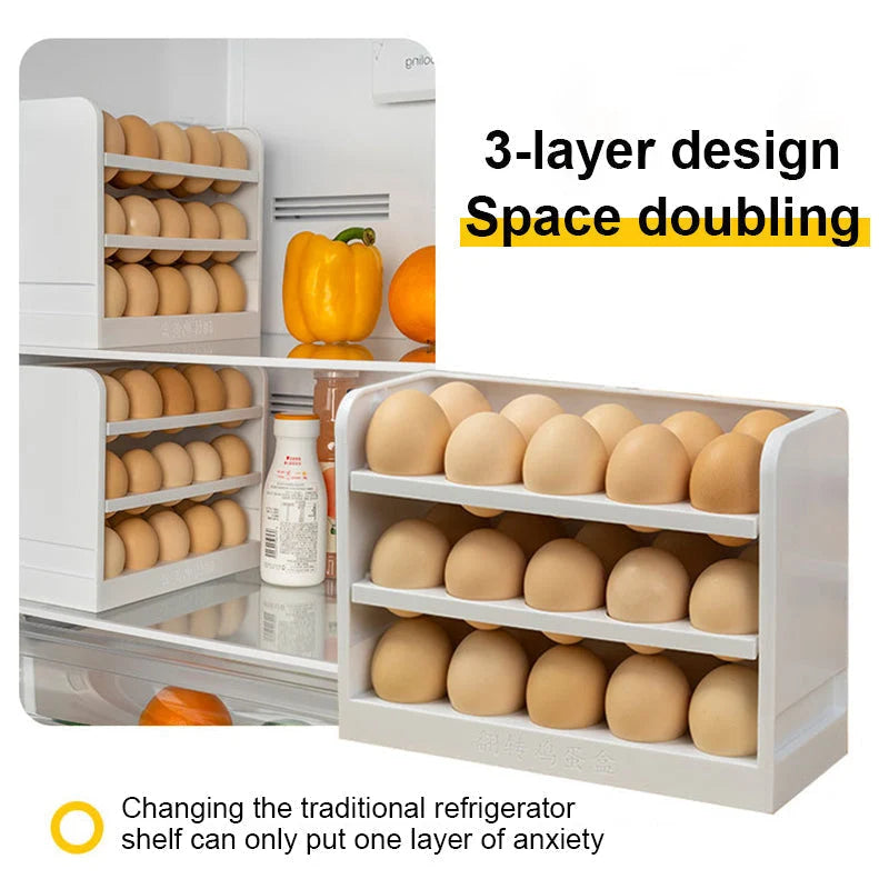 Egg Organizer Multilayer Space-Saving Flip Design