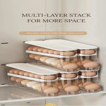 Egg Organizer Two-Tier Automatic Rolling Refrigerator Storage