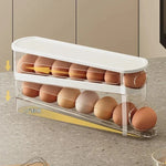 Egg Organizer Two-Tier Automatic Rolling Refrigerator Storage