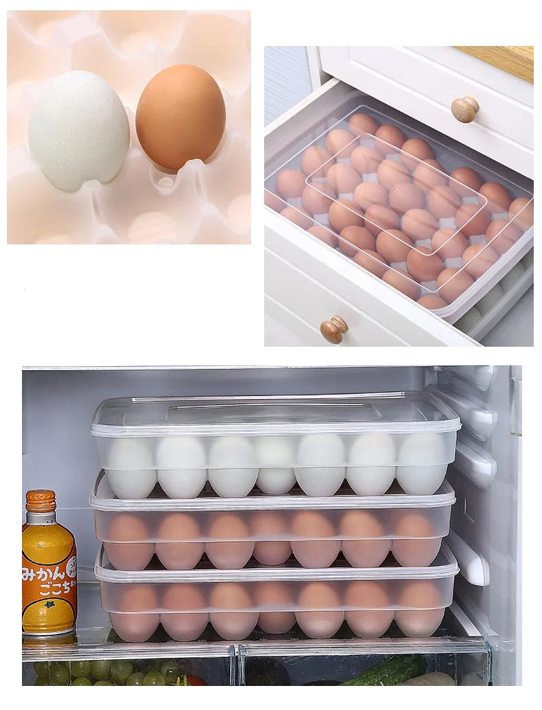 Egg Storage Box Stackable Pull-Out Drawer 34-Egg Capacity BPA-Free