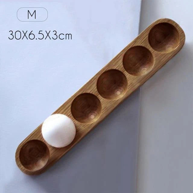 Egg Storage Box Wooden Countertop Organizer