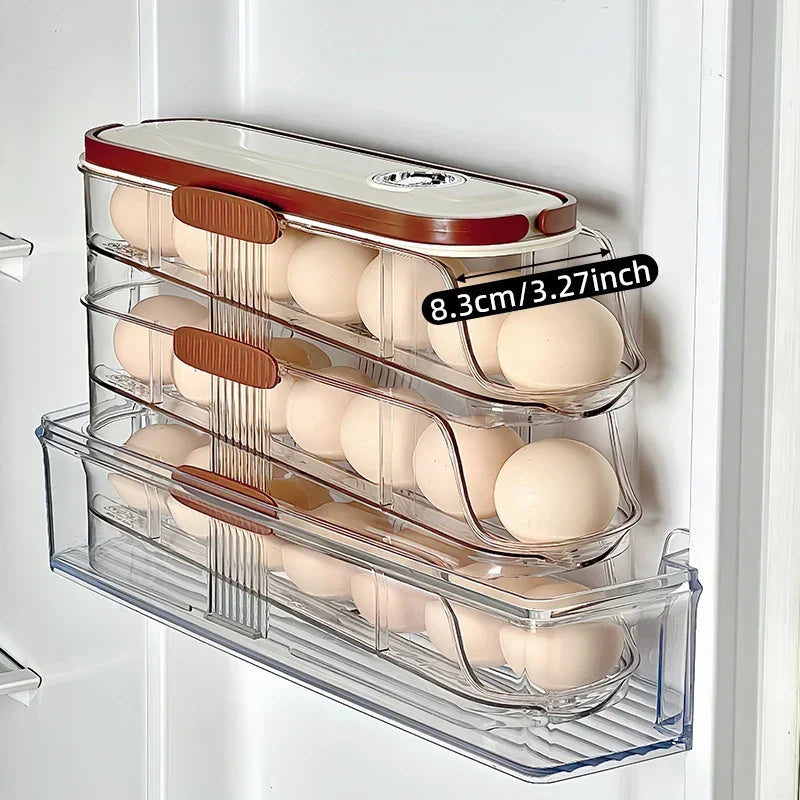 Egg Storage Organizer Automatic Rolling Transparent Container