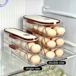Egg Storage Organizer Clear Automatic Rolling Fridge Container