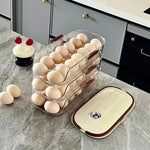 Egg Storage Organizer Clear Automatic Rolling Fridge Container