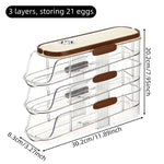 Egg Storage Organizer Clear Automatic Rolling Fridge Container