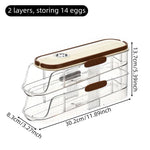 Egg Storage Organizer Clear Automatic Rolling Fridge Container