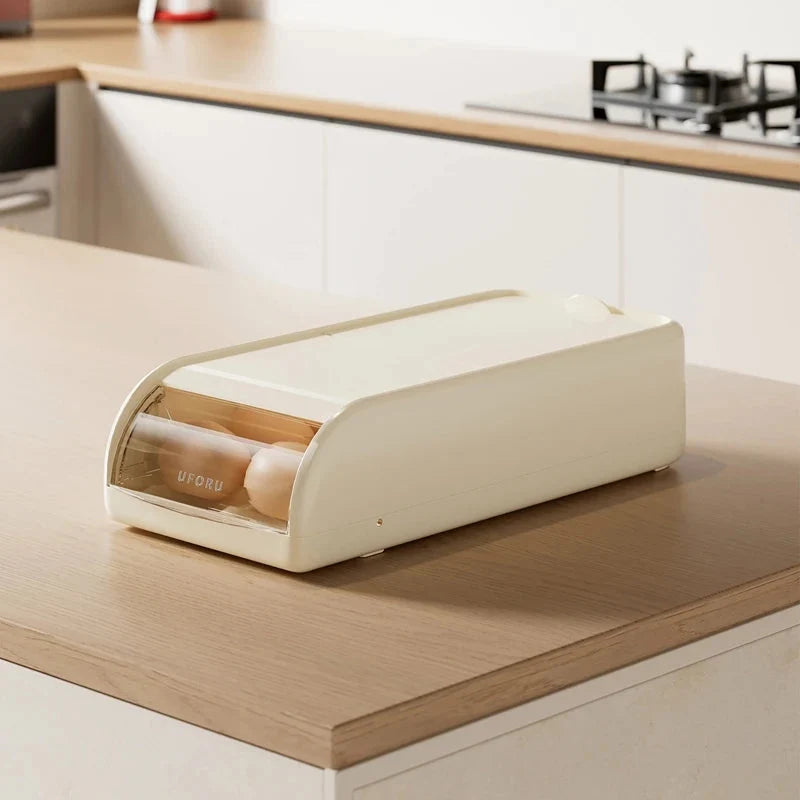 Egg Storage Organizer Stackable Automatic-Rolling Space-Saving