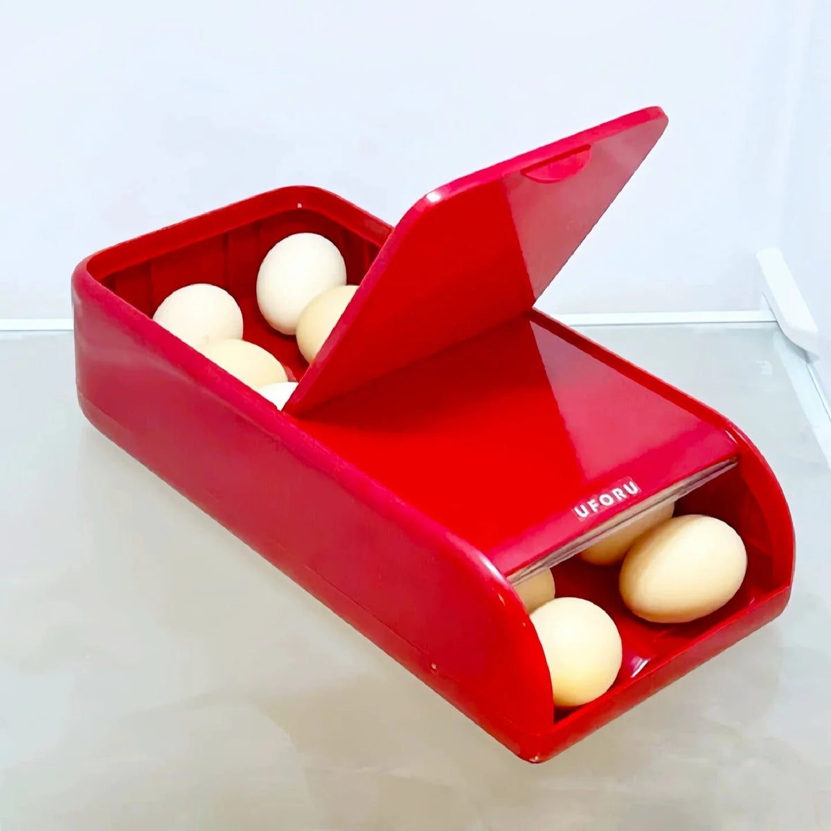Egg Storage Organizer Stackable Automatic-Rolling Space-Saving