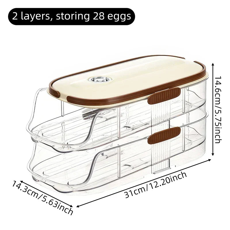 Egg Storage Organizer Transparent Automatic Rolling Refrigerator Container