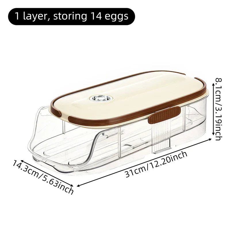 Egg Storage Organizer Transparent Automatic Rolling Refrigerator Container