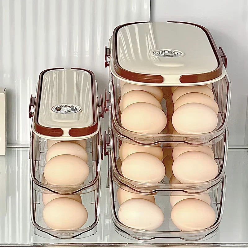 Egg Storage Organizer Transparent Automatic Rolling Refrigerator Container