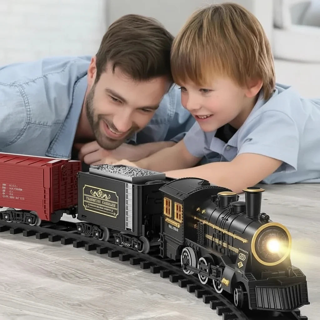 Electric Christmas Train Set Flexible Track Battery-Powered