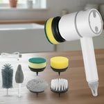 Electric Cleaning Brush Cordless With Interchangeable Heads & Three Speeds