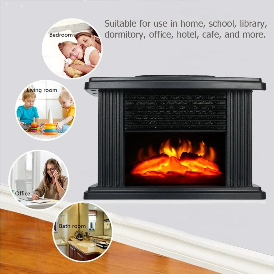 Electric Fireplace Heater Realistic Flame Effect Timer Function