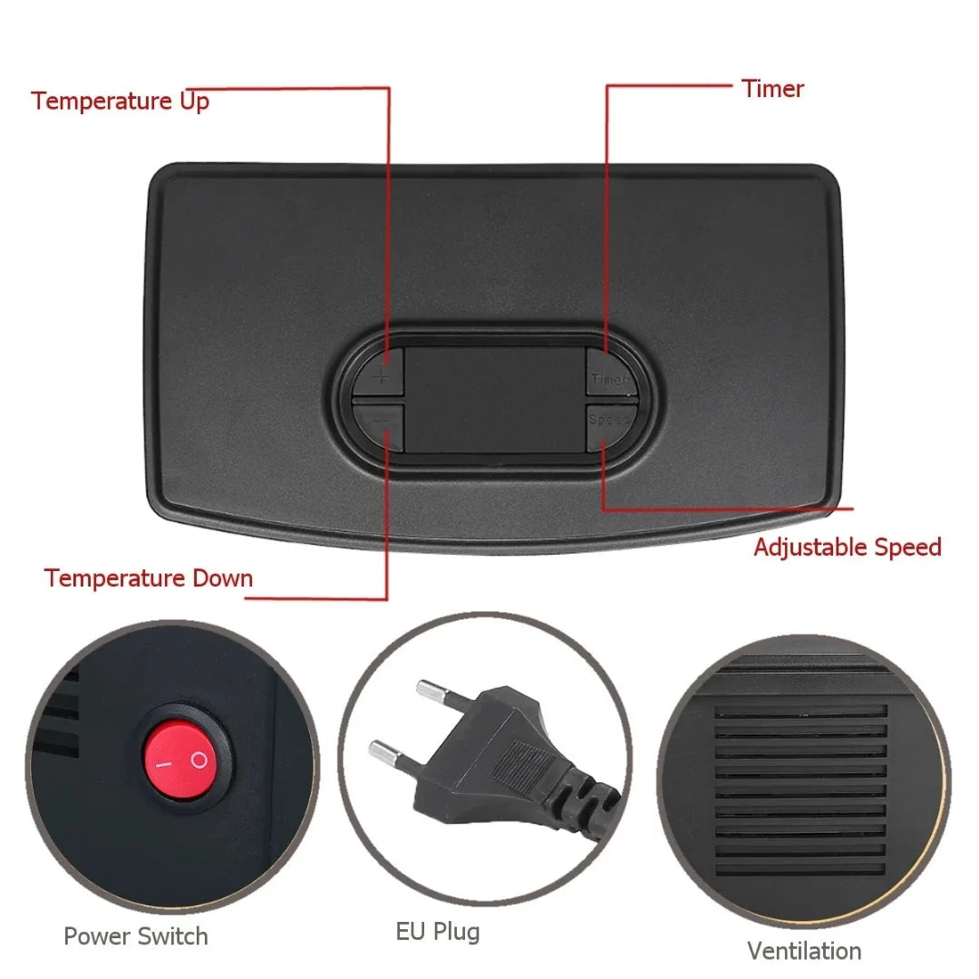 Electric Fireplace Heater Realistic Flame Effect Timer Function
