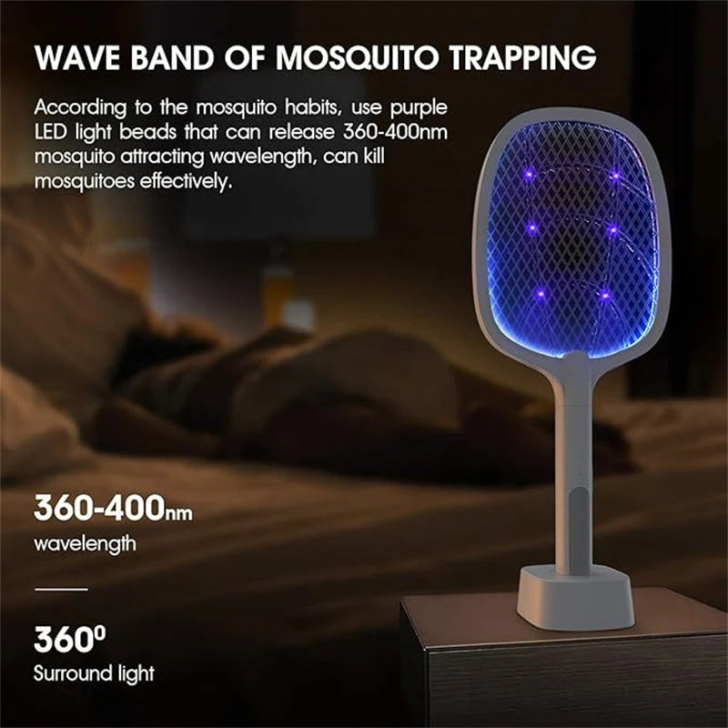 Electric Fly Swatter 3000V Dual-Mode USB Rechargeable