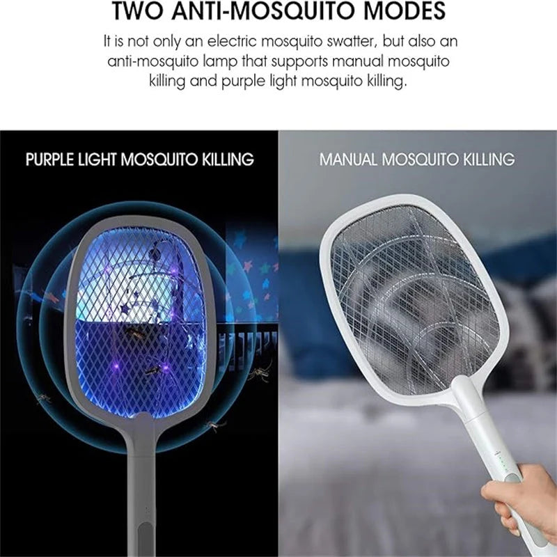 Electric Fly Swatter 3000V Dual-Mode USB Rechargeable