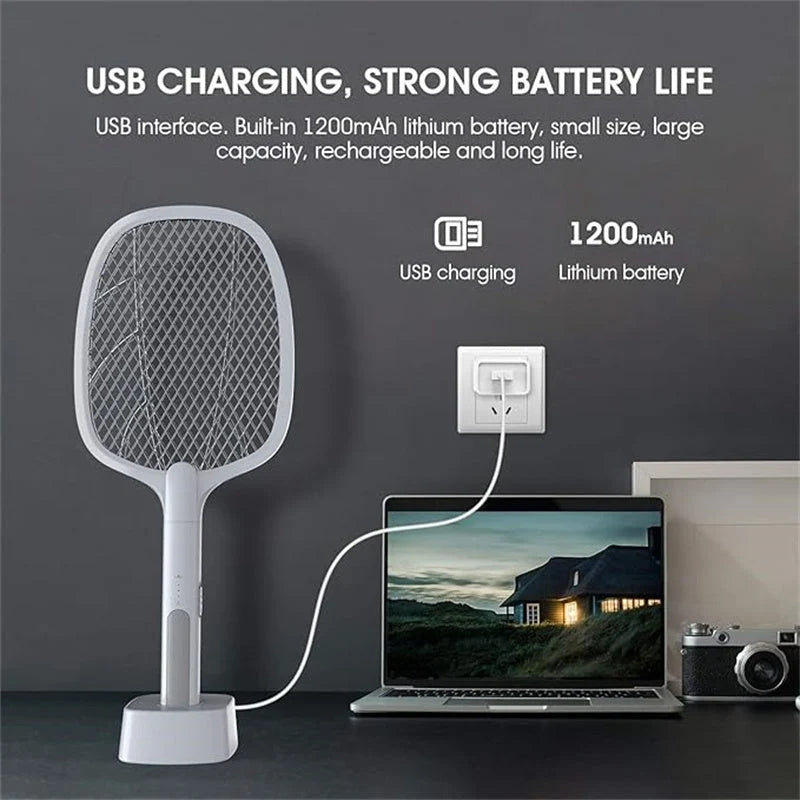 Electric Fly Swatter 3000V Dual-Mode USB Rechargeable