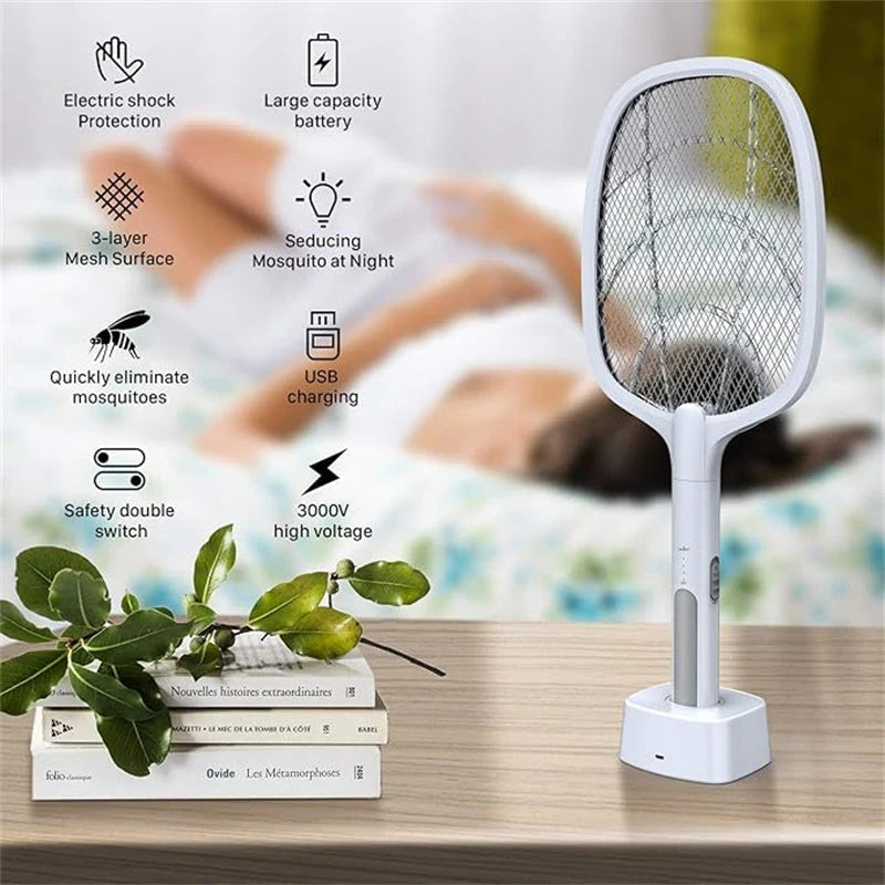 Electric Fly Swatter 3000V Dual-Mode USB Rechargeable