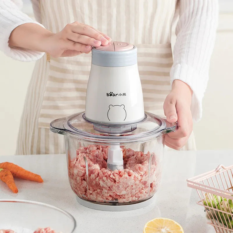 Electric Food Chopper Glass Bowl Stainless Steel Blades