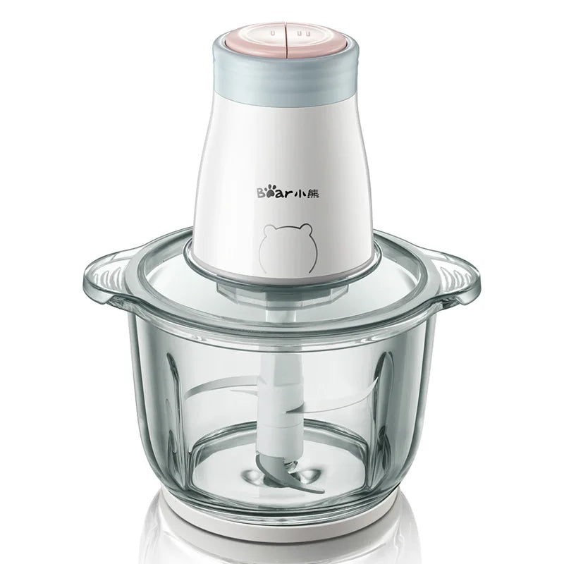 Electric Food Chopper Glass Bowl Stainless Steel Blades