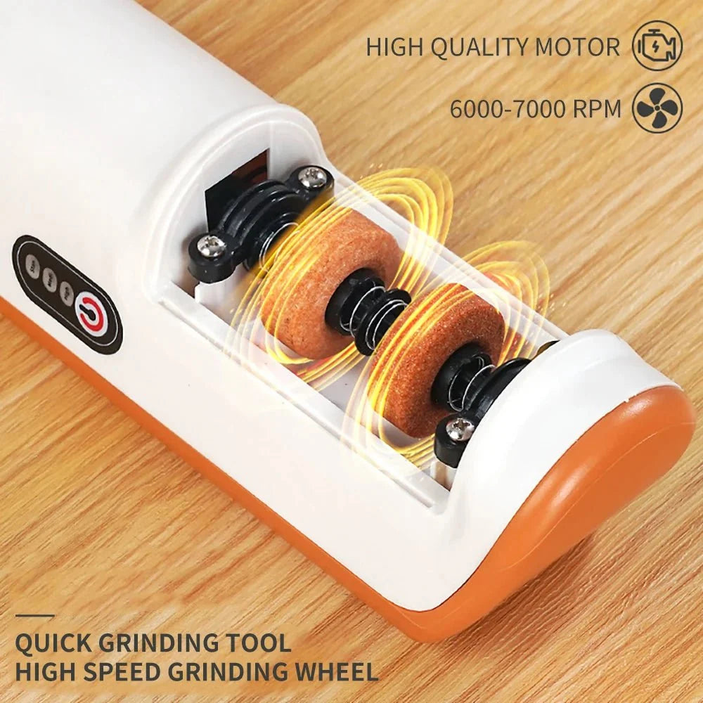 Electric Knife Sharpener Automatic 3-Speed USB Rechargeable
