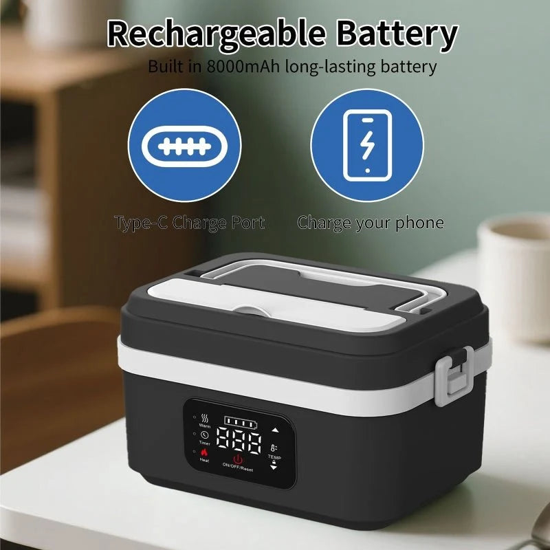 Electric Lunch Box Rechargeable 304 Stainless Steel Inner Container