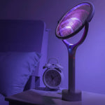 Electric Mosquito Swatter Adjustable Head LED Light USB Rechargeable